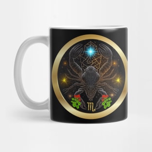 Scorpio Scorpian with Symbol, Flowers & Stars Mug